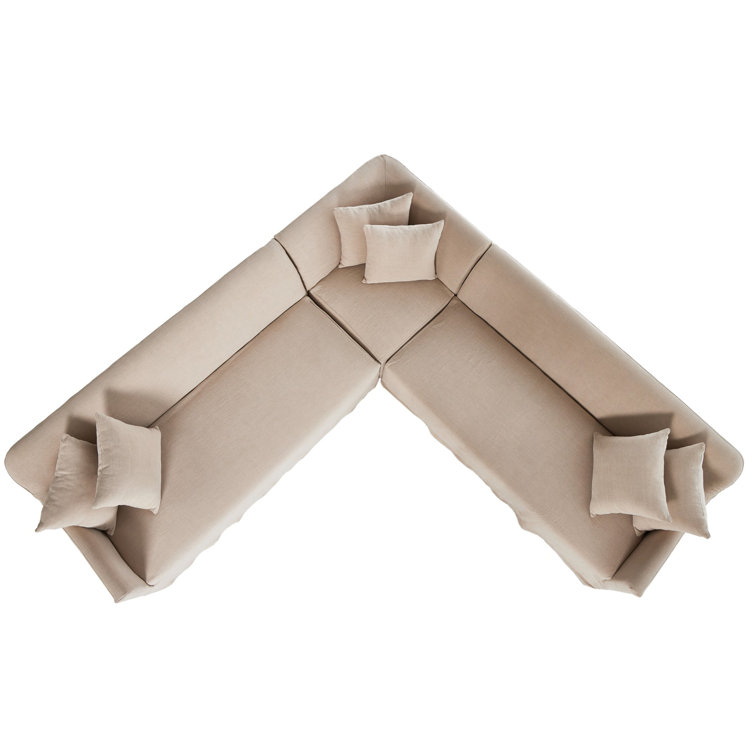 Lowell Three Piece Linen Fabric Sectional Sofa