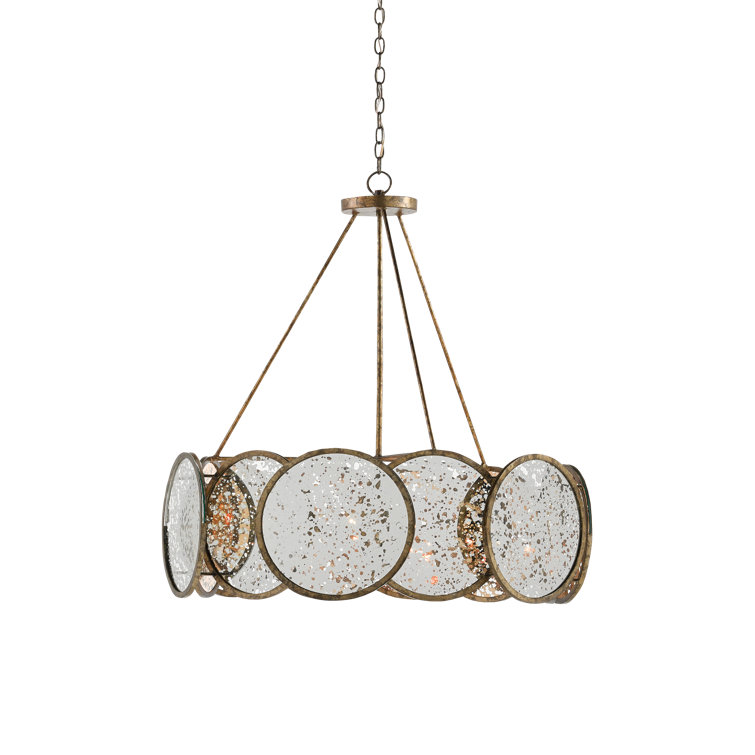 Pyrite Bronze Mirrored 34" Round 6-Light Chandelier