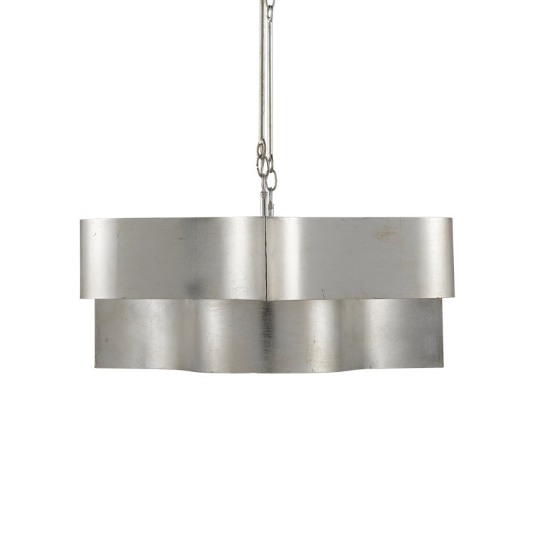 Grand Lotus Silver Leaf Adjustable 6-Light Chandelier
