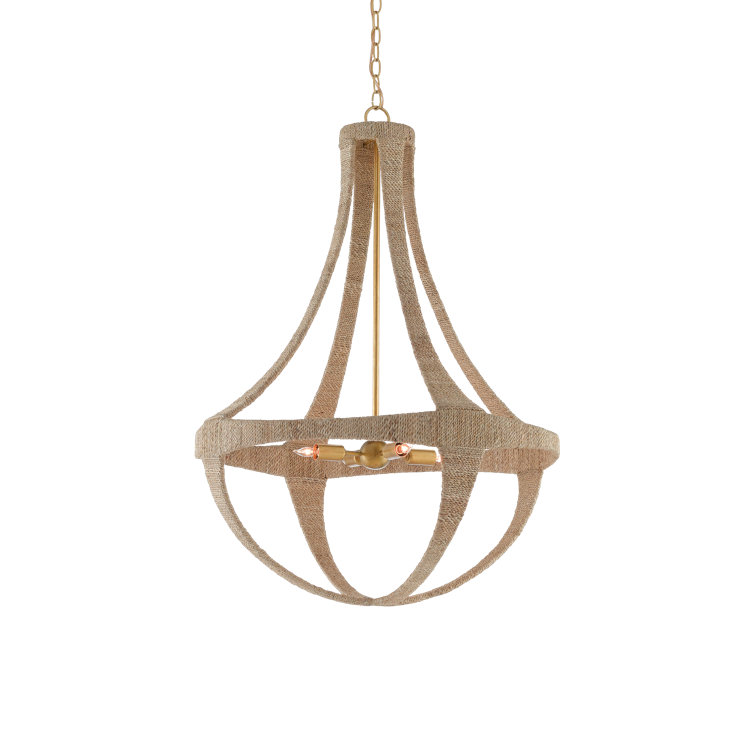 Natural and Gold Leaf Rope 4-Light Chandelier