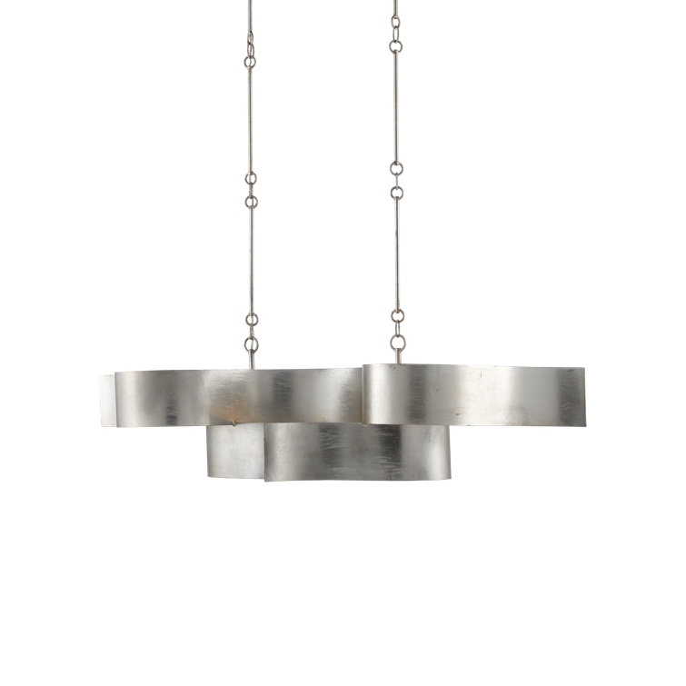 Grand Lotus Silver Leaf Adjustable 6-Light Chandelier