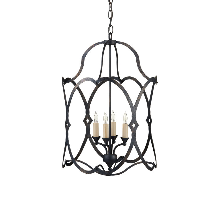 Charisma French Black 4-Light Cage Pendant with Dimmable Feature