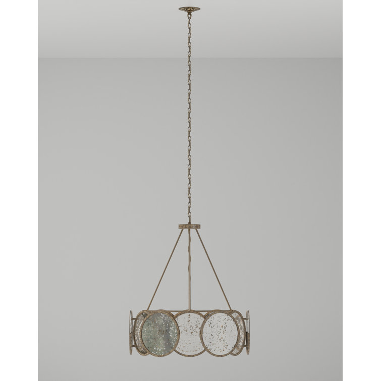 Pyrite Bronze Mirrored 34" Round 6-Light Chandelier