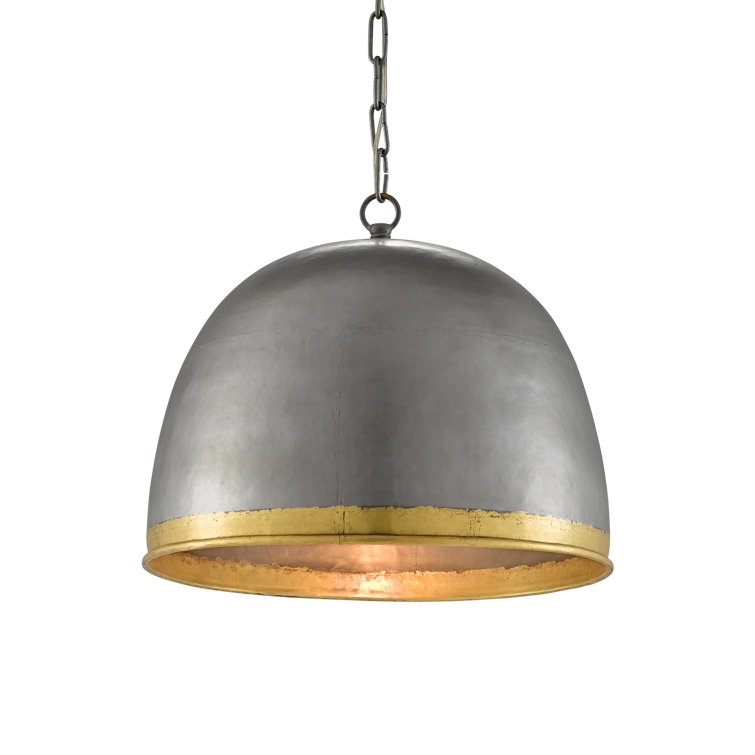Matute Pewter and Brass Adjustable Dome Pendant Light