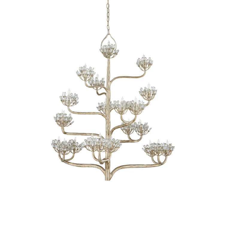 Agave Americana Silver Leaf Crystal 42-Inch Chandelier