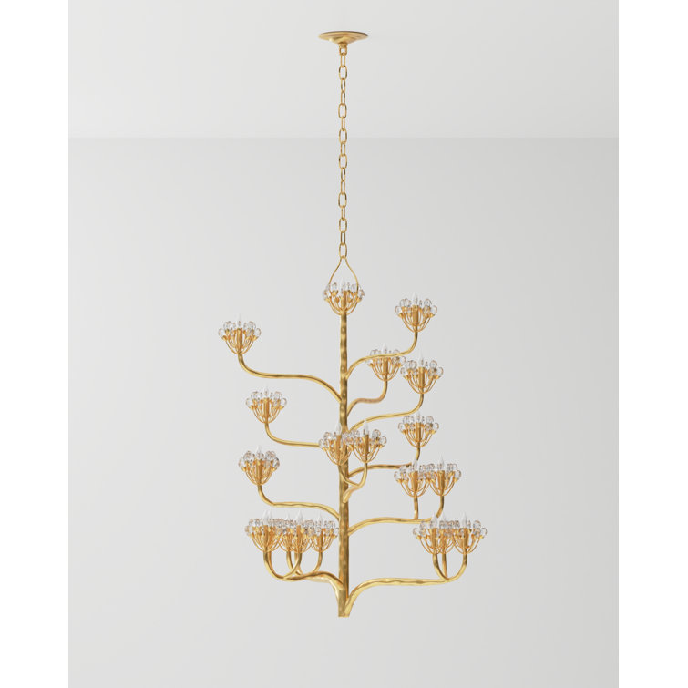 Agave Americana Dark Gold Leaf 22-Light Crystal Chandelier