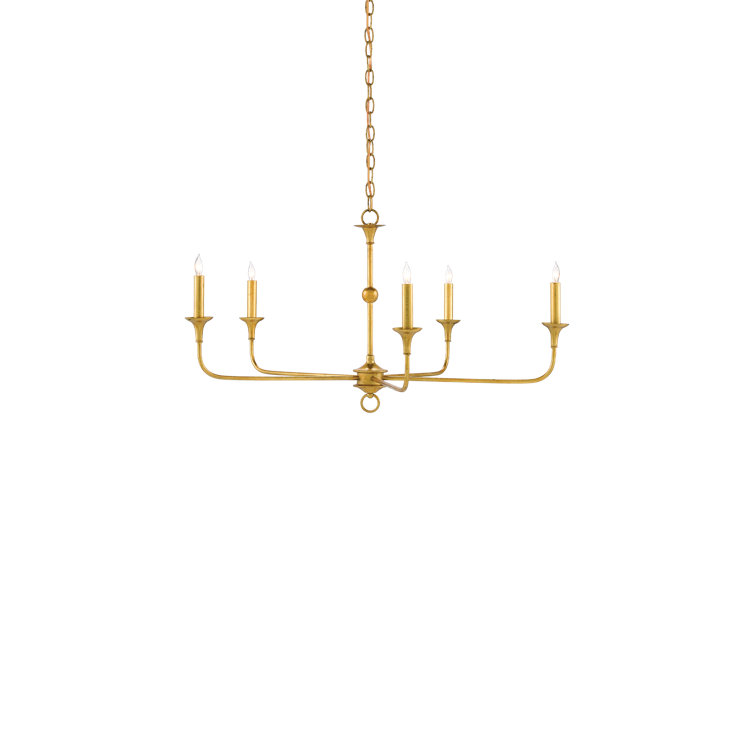 Gold Leaf 5-Light Wrought Iron Chandelier
