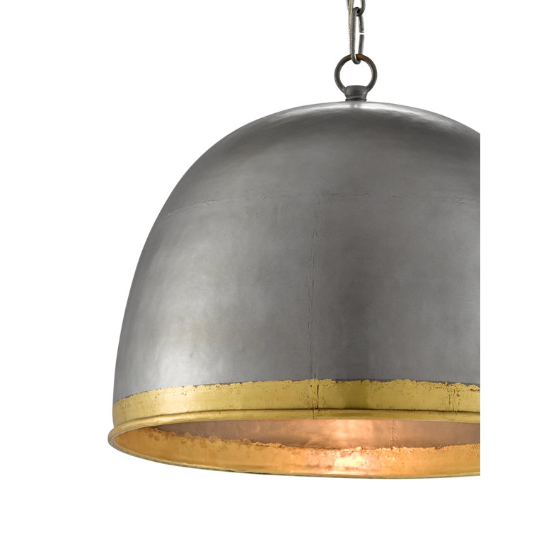 Matute Pewter and Brass Adjustable Dome Pendant Light