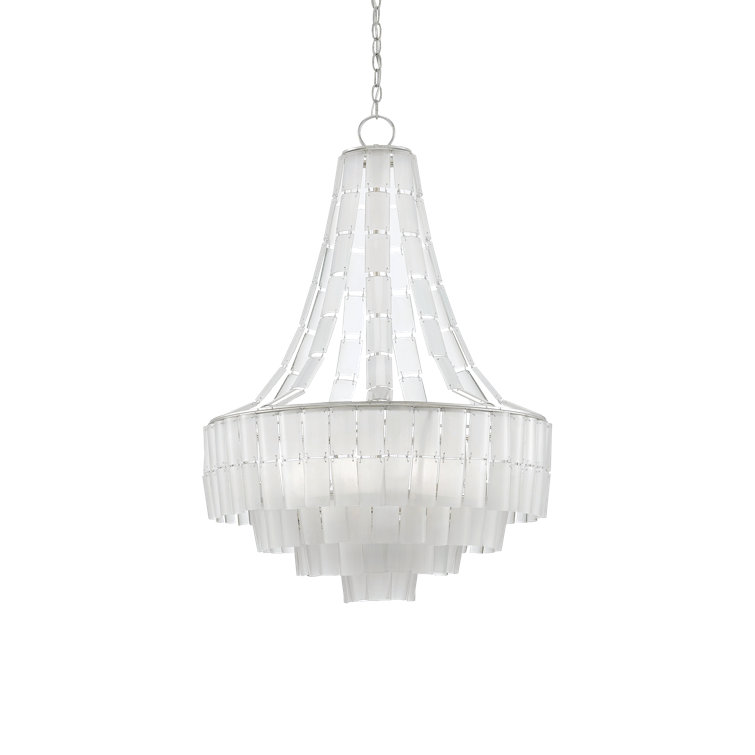 Vintner Blanc 7-Light Chandelier in Contemporary Silver Leaf & Opaque White