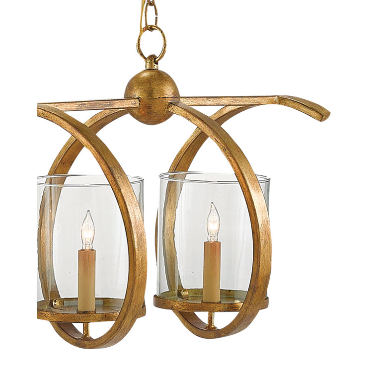Elegant Maximus Rectangular 5-Light Pendant in Washed Gold Leaf
