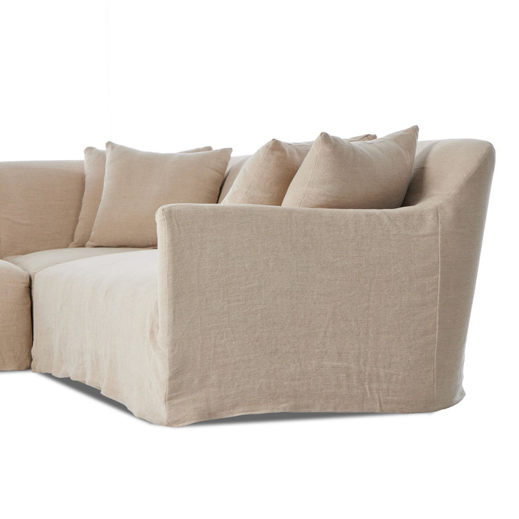 Lowell Three Piece Linen Fabric Sectional Sofa