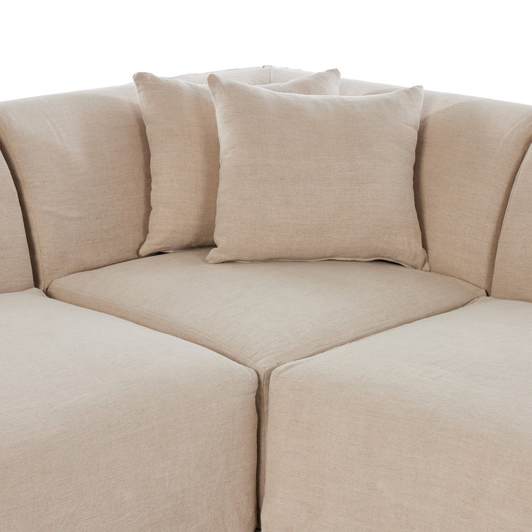Lowell Three Piece Linen Fabric Sectional Sofa