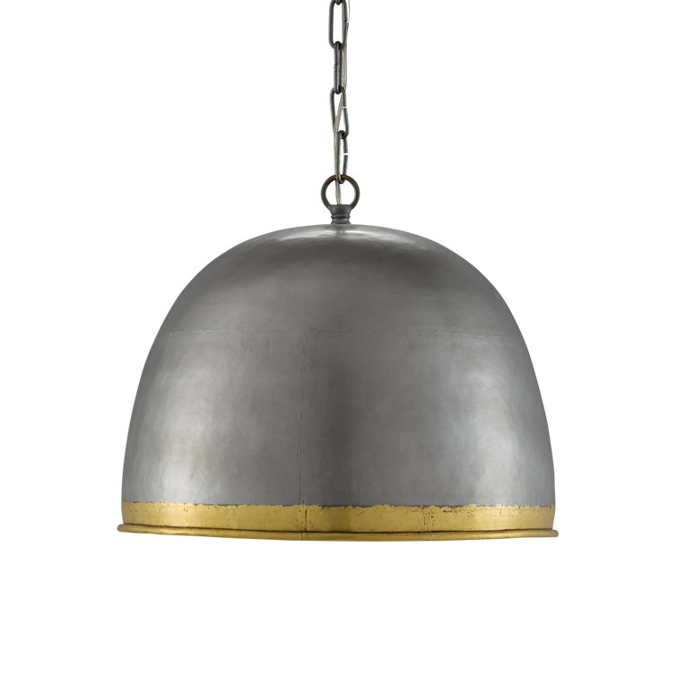 Matute Pewter and Brass Adjustable Dome Pendant Light