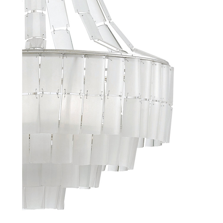 Vintner Blanc 7-Light Chandelier in Contemporary Silver Leaf & Opaque White