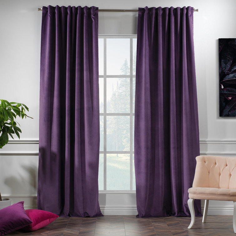 Burnt Orange Velvet Room-Darkening Single Curtain Panel