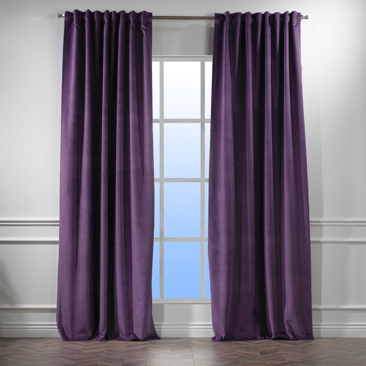 Burnt Orange Velvet Room-Darkening Single Curtain Panel