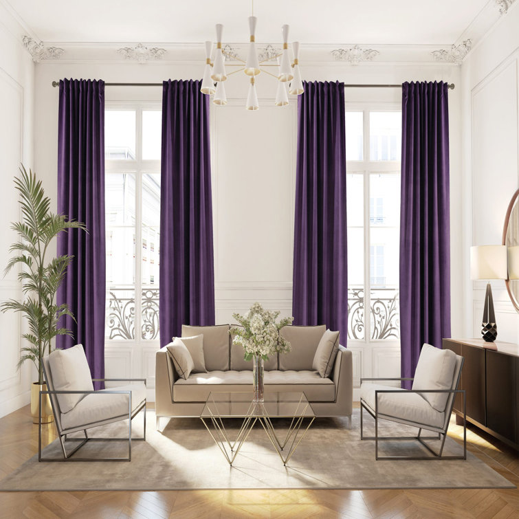 Burnt Orange Velvet Room-Darkening Single Curtain Panel