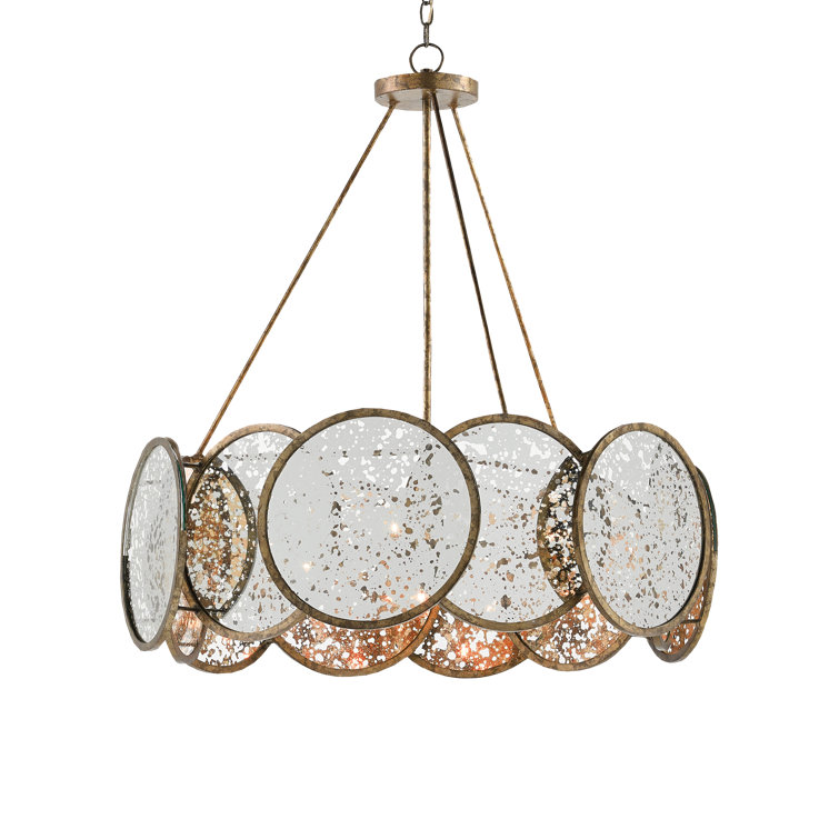 Pyrite Bronze Mirrored 34" Round 6-Light Chandelier
