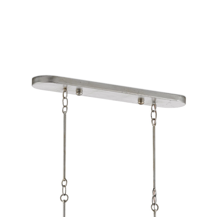 Grand Lotus Silver Leaf Adjustable 6-Light Chandelier