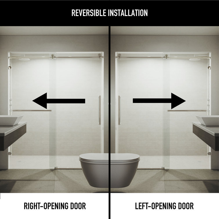 Ferrara 73" Frameless Sliding Shower Door with Clear Tempered Glass