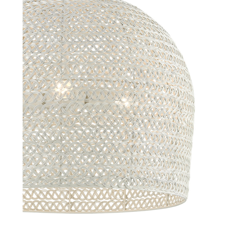 White Woven Iron Drum Chandelier with Adjustable Height