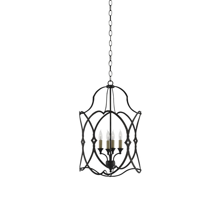 Charisma French Black 4-Light Cage Pendant with Dimmable Feature