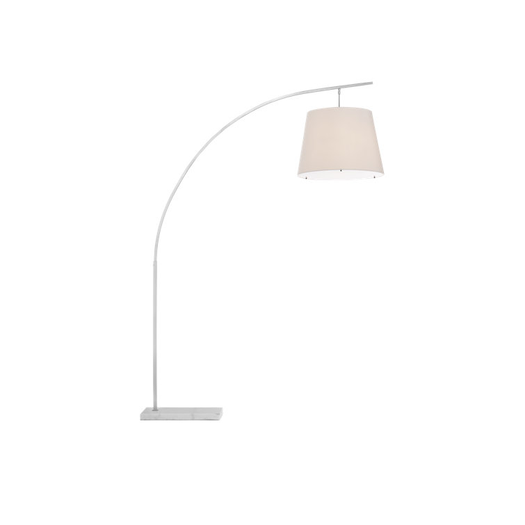 Brushed Nickel Arc Floor Lamp with White Shade