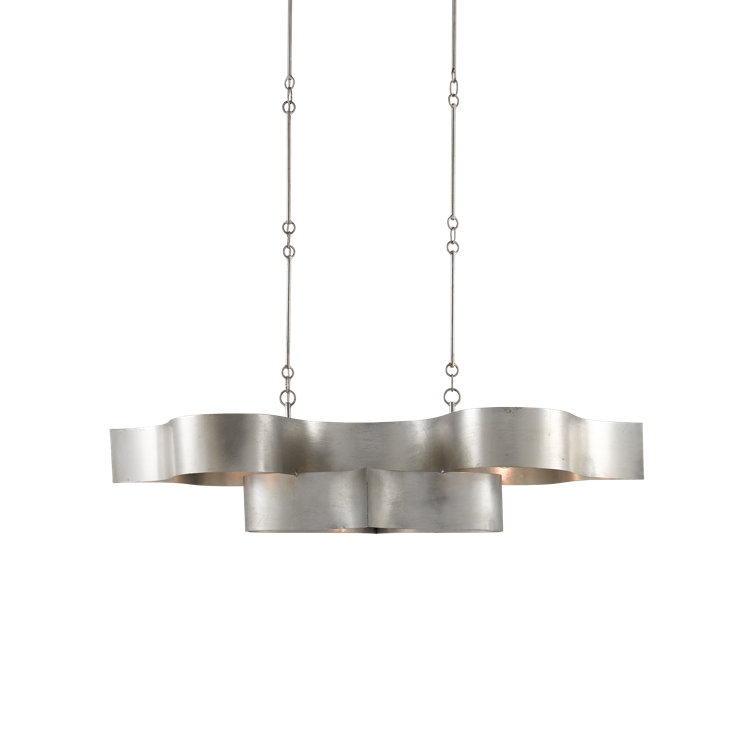Grand Lotus Silver Leaf Adjustable 6-Light Chandelier