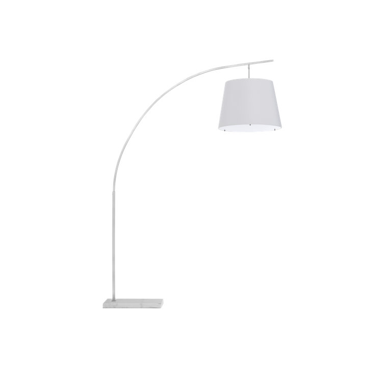 Brushed Nickel Arc Floor Lamp with White Shade