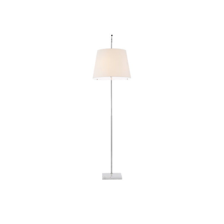 Brushed Nickel Arc Floor Lamp with White Shade