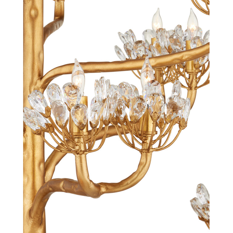 Agave Americana Dark Gold Leaf 22-Light Crystal Chandelier