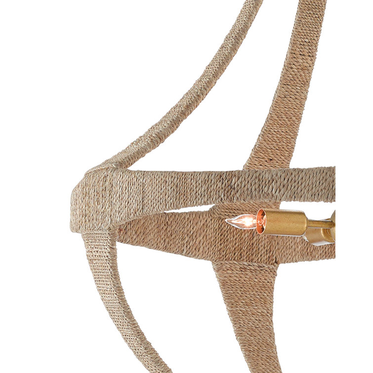 Natural and Gold Leaf Rope 4-Light Chandelier