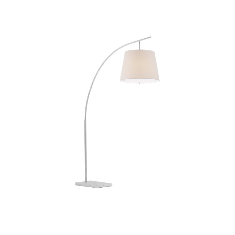 Brushed Nickel Arc Floor Lamp with White Shade