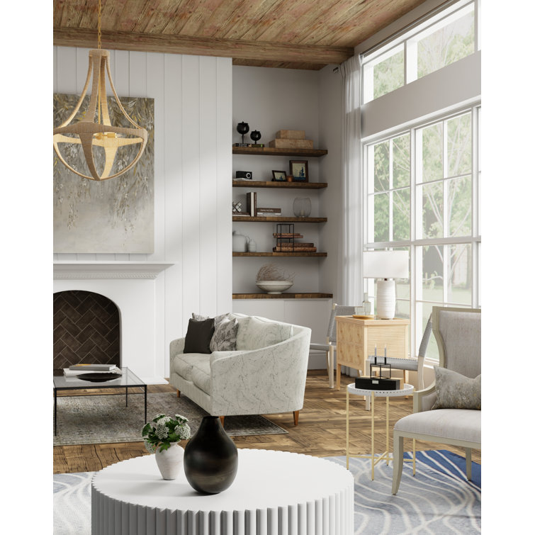 Natural and Gold Leaf Rope 4-Light Chandelier