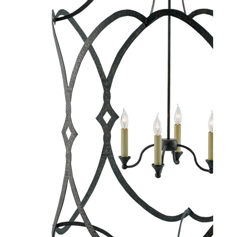 French Black 4-Light Chandelier with Diamond Accents