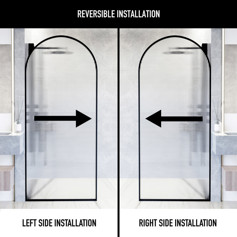 Arden 34" Matte Black Fluted Glass Shower Screen