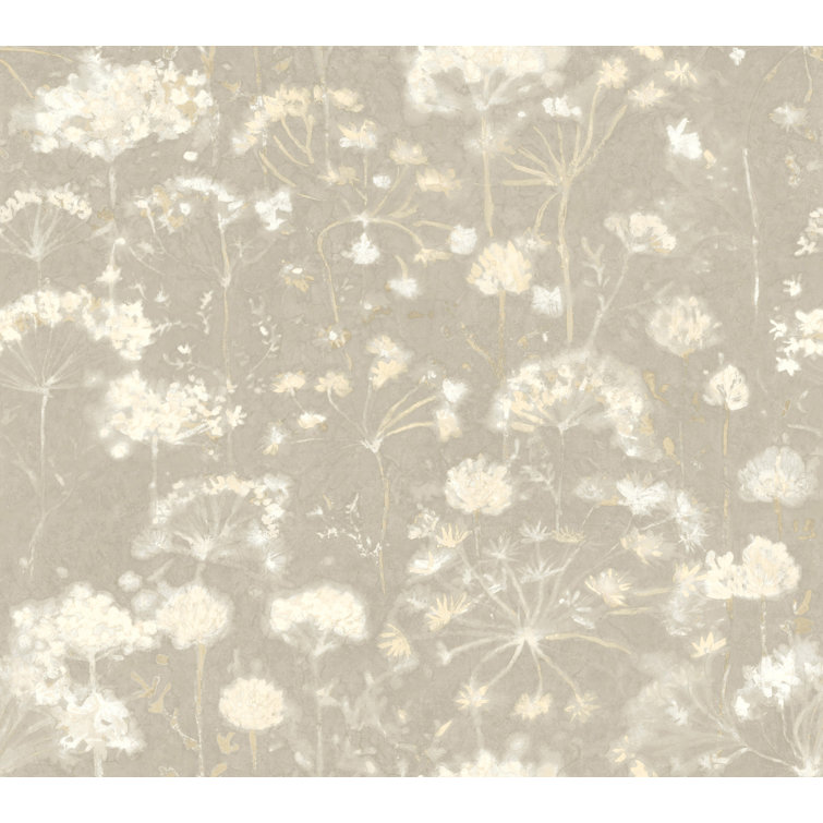 Soft Taupe Botanical Fantasy Peel & Stick Wallpaper