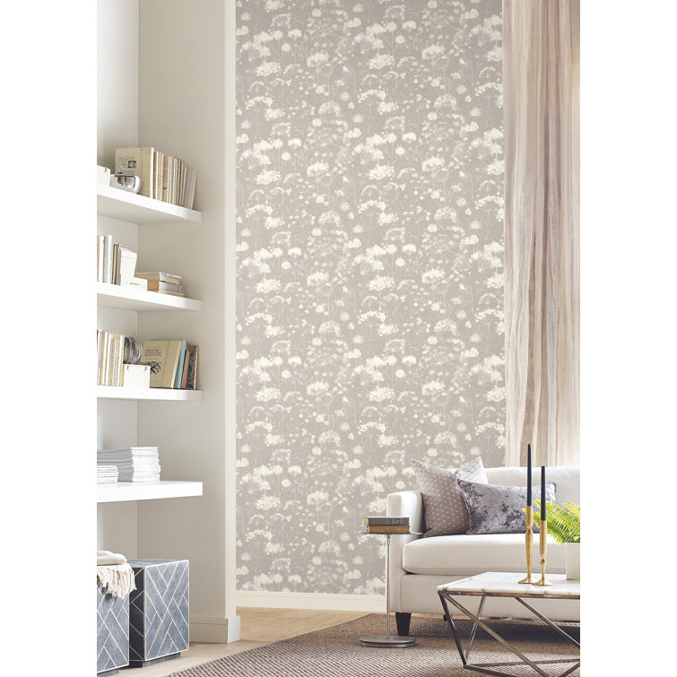 Soft Taupe Botanical Fantasy Peel & Stick Wallpaper