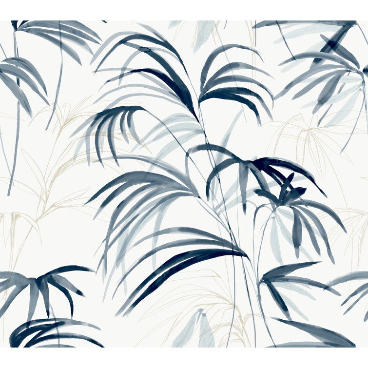 Blue Tropical Leaf Self-Adhesive Peel & Stick Wallpaper