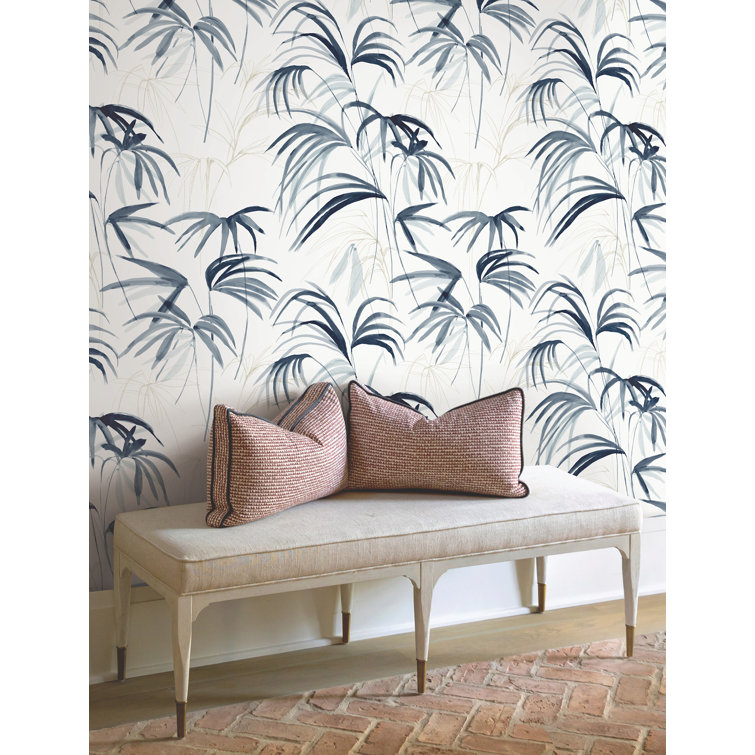 Blue Tropical Leaf Self-Adhesive Peel & Stick Wallpaper