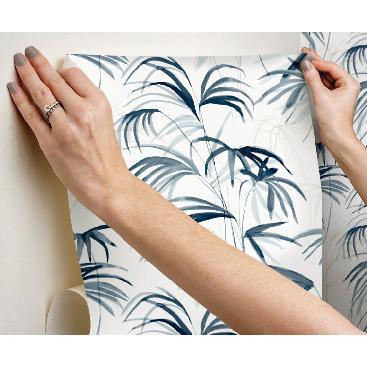 Blue Tropical Leaf Self-Adhesive Peel & Stick Wallpaper