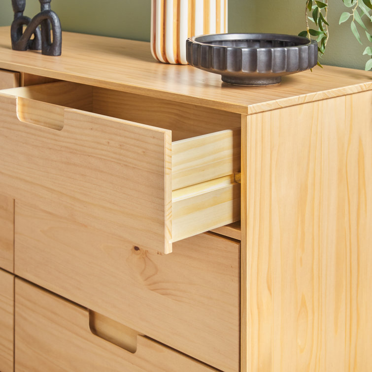 Natural Pine Solid Wood 6-Drawer Double Dresser