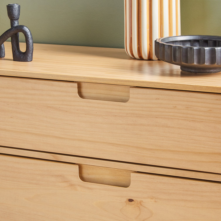 Natural Pine Solid Wood 6-Drawer Double Dresser