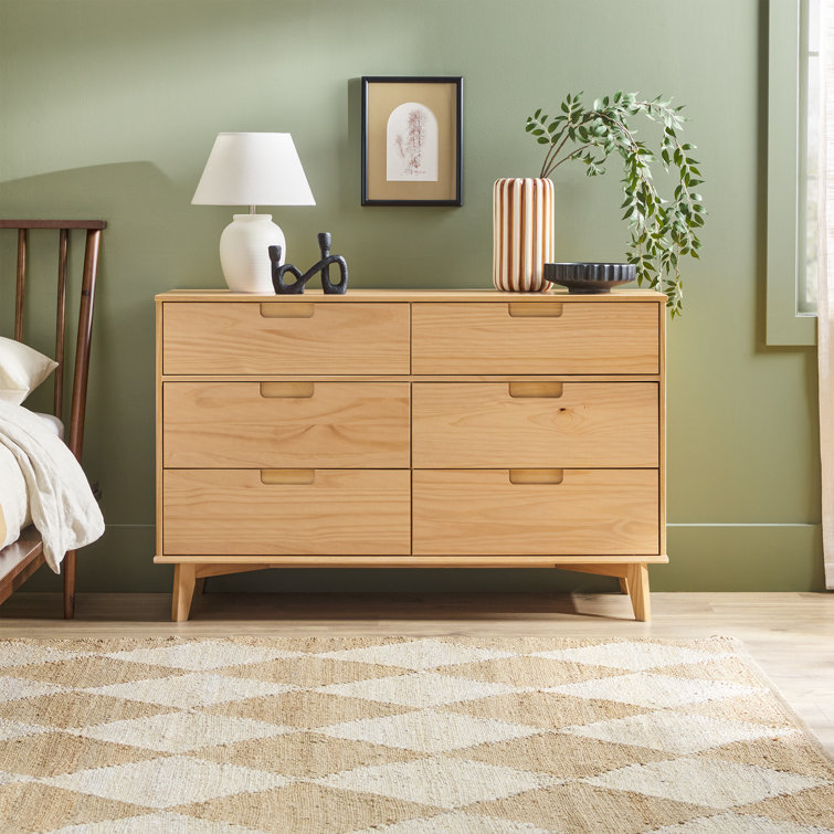 Natural Pine Solid Wood 6-Drawer Double Dresser