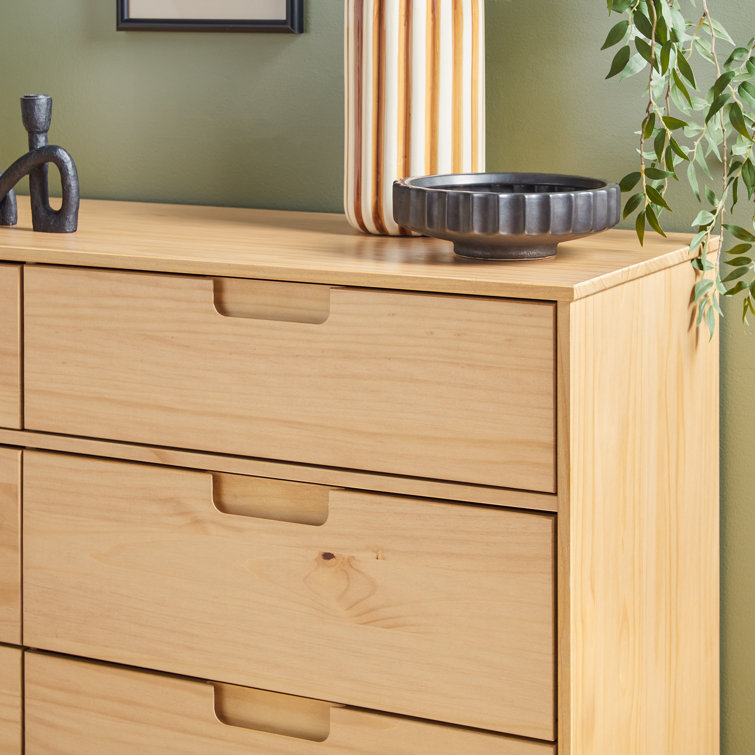 Natural Pine Solid Wood 6-Drawer Double Dresser