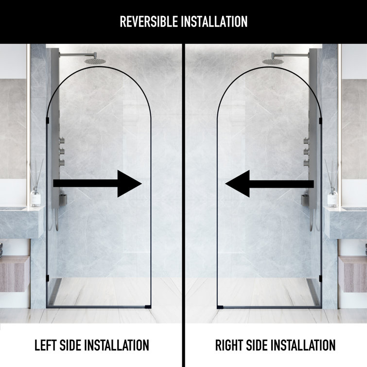 Arden 34" W x 78" H Matte Black Glass Shower Screen