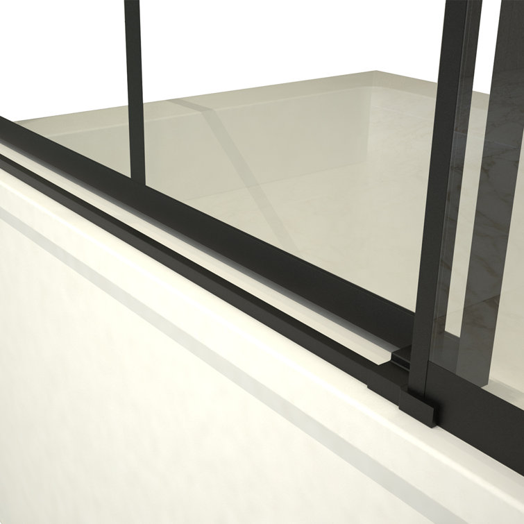 Joselyn 59" Black Steel Framed Sliding Tub Door with Clear Glass