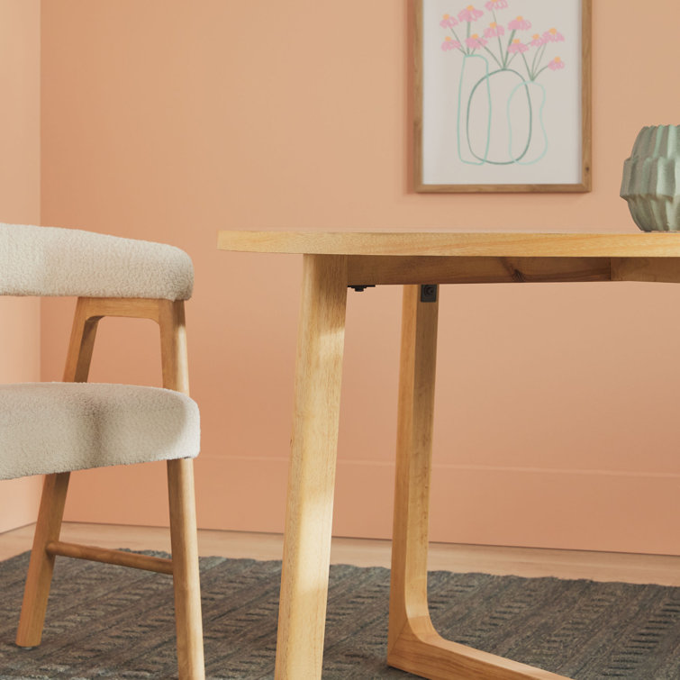 Natural Solid Wood Round Dining Table with Geometric Legs