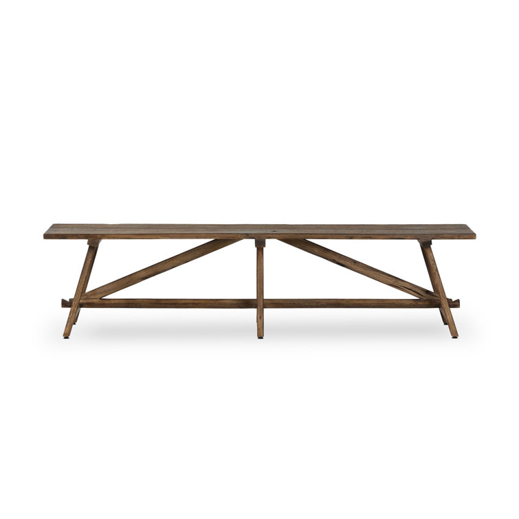 Burnt Bleached Oak 78'' Wide Bench with Squared Legs