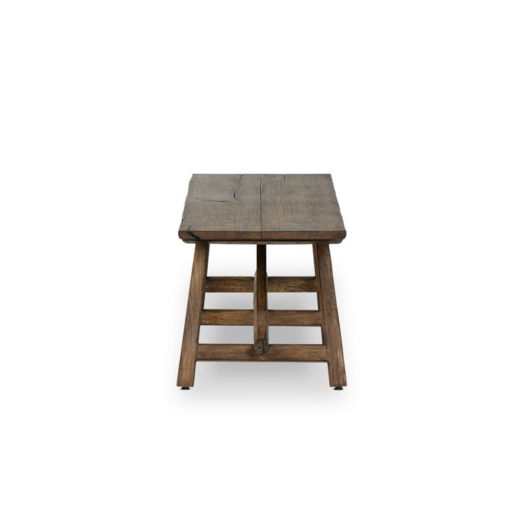Burnt Bleached Oak 78'' Wide Bench with Squared Legs
